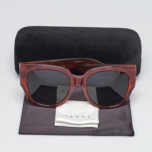 New  - GUCCI Brown Tortoise Shell Acetate Oversized Frame  GG0142SA - Picture 6 of 17